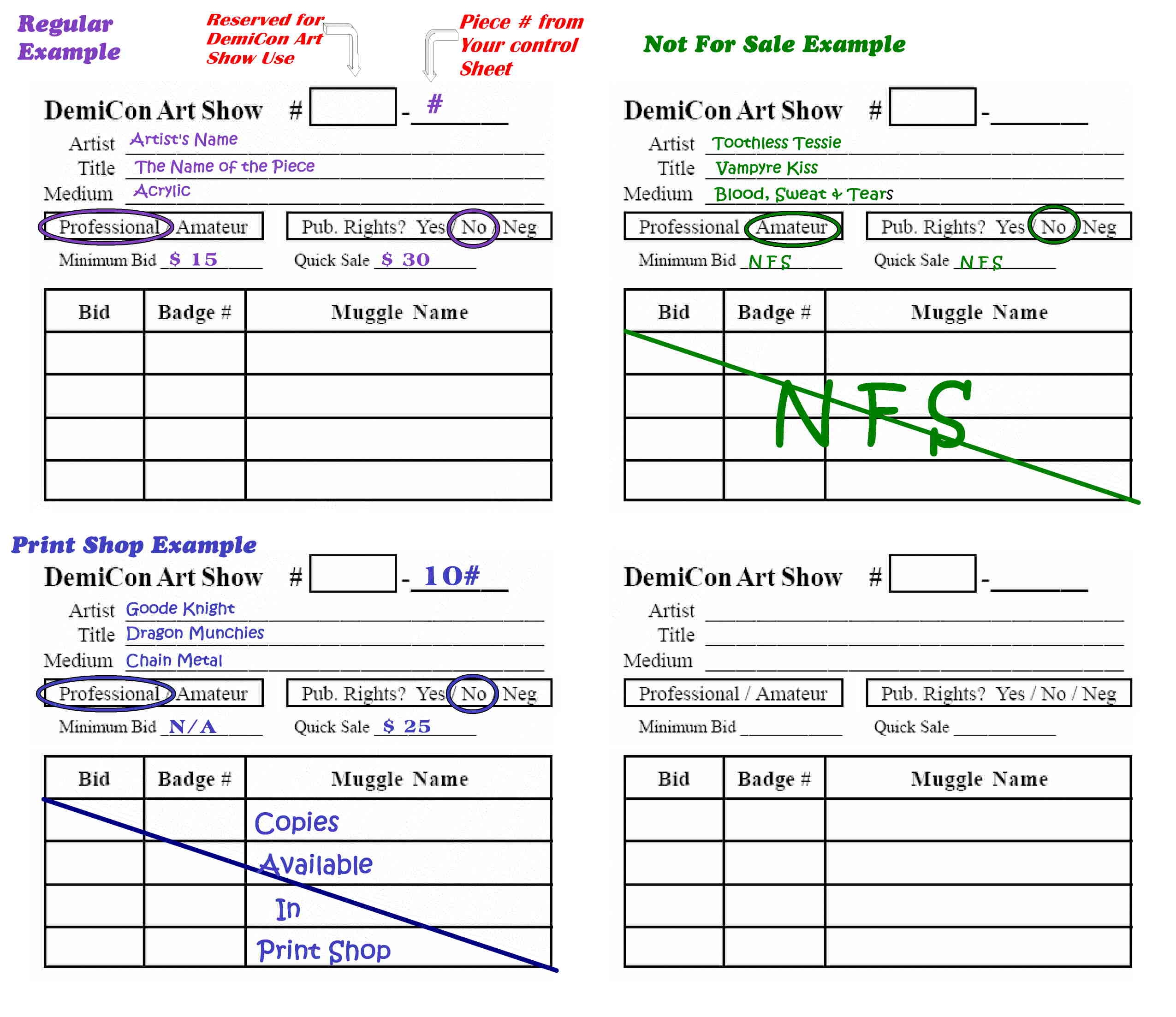 How to Fill out the Bid Sheet